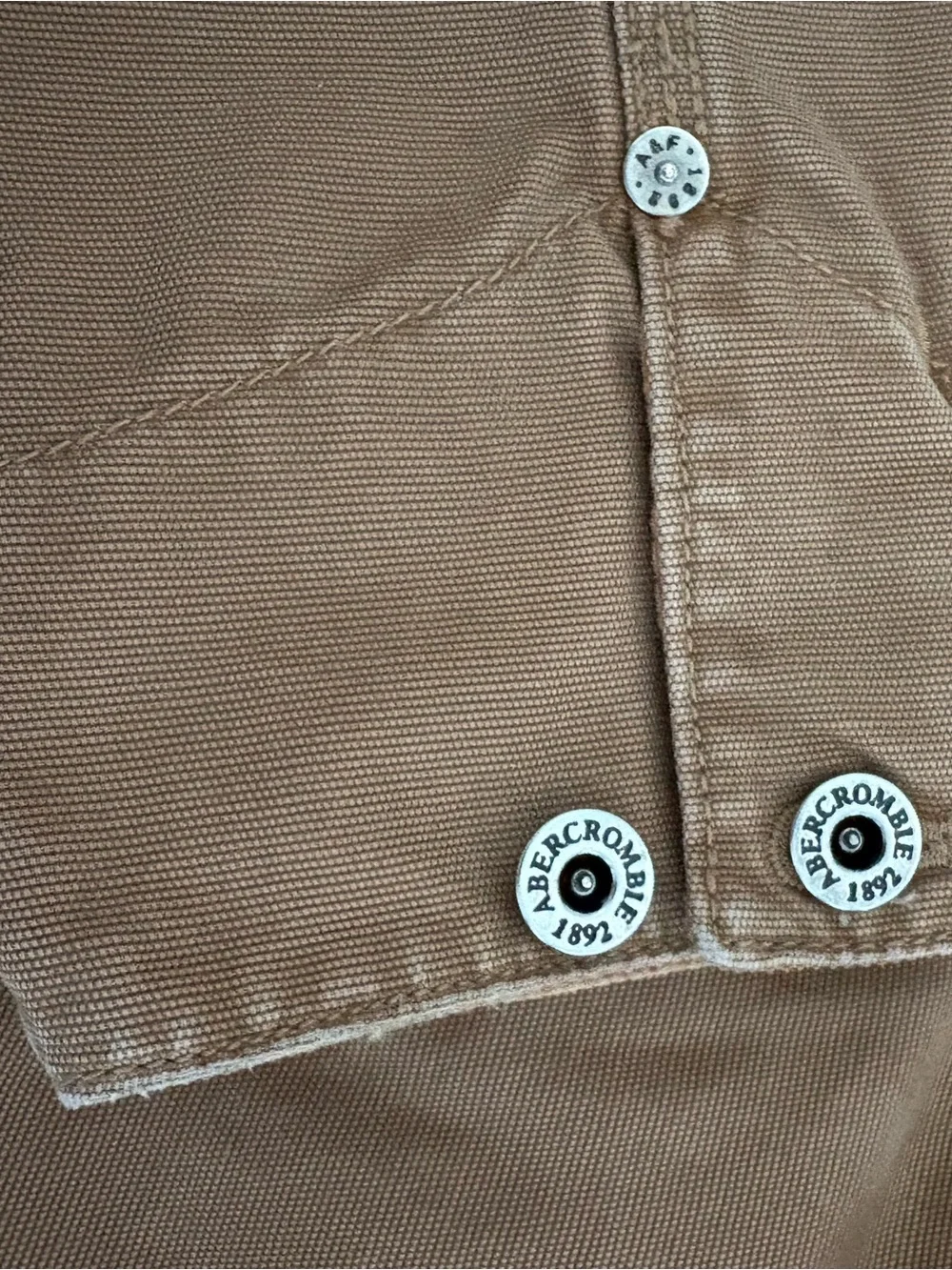 Vtg Abercrombie Fleece Lined Canvas Detroit Work Jacket Brown Mens L Camo Y2K